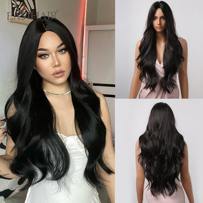 Brown Mixed Blonde Synthetic Wigs with Bang Long Natural Wavy Hair Wig for Women Daily Cosplay Use Heat Resistant Wigs The Clothing Company Sydney
