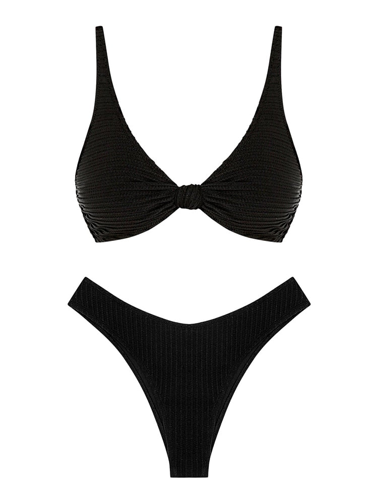 Knotted Textured Cheeky Bikini Swimwear Cami Bikini Two Piece Swimsuit Two-Piece Suits The Clothing Company Sydney