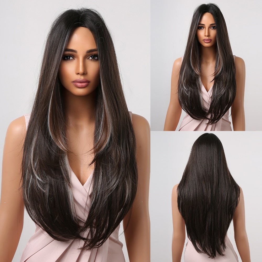 Long Straight Blonde Layered Synthetic Wigs Brown Balayage Ombre Wigs With Bang Cosplay Costume Heat Resistant Wigs The Clothing Company Sydney