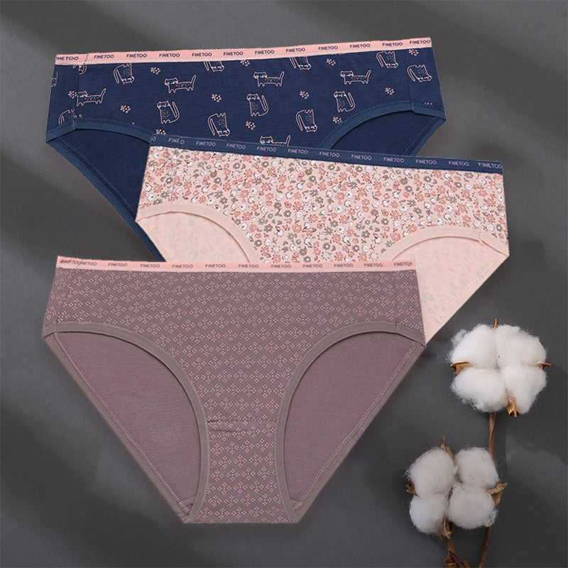 3 pack Set Women Panties Cotton Underwear Patchwork Cute Design Lingerie Underpants Pantys Sexy Briefs Intimates for Girls The Clothing Company Sydney