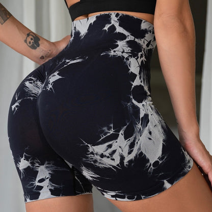 Tie Dye Yoga Shorts Marble Gym Shorts Women Push Up Sports Shorts Fitness Tights Breathable High Waist Booty Shorts The Clothing Company Sydney