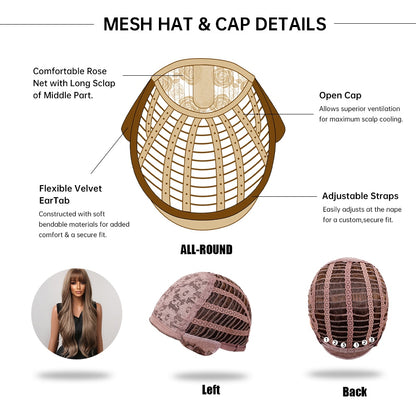 Brown Mixed Blonde Synthetic Wigs with Bang Long Natural Wavy Hair Wig for Women Daily Cosplay Use Heat Resistant Wigs The Clothing Company Sydney