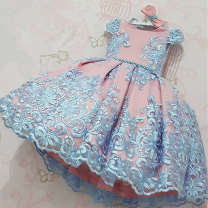 Embroidery Flower Wedding Evening Children Clothing Princess Party Kids Dresses for Girls Birthday Party Lace Flower Ball Gown The Clothing Company Sydney