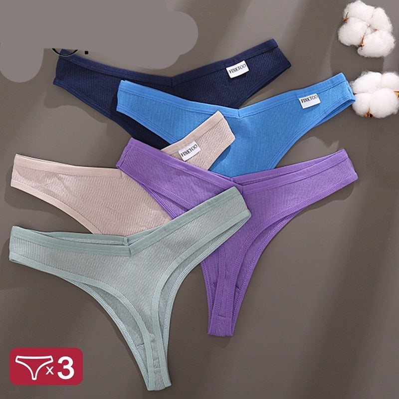 3 Pack Cotton V-Waist G-String Women Panties Comfort Underwear T-Back Thongs Intimates Lingerie Panties Set The Clothing Company Sydney