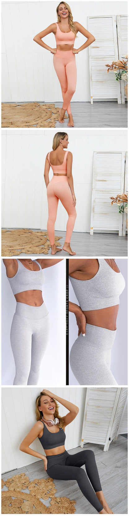 2 Pieces Seamless Fitness Yoga Suit Gym Push Up Clothes Workout Sport Set Padded Sports Bra High Waist Legging Sportswear The Clothing Company Sydney