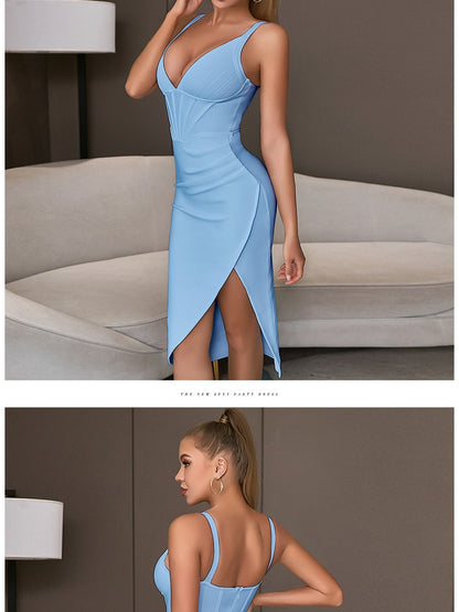 Spaghetti Strap Bodycon Bandage Dress Summer V Neck Club Elegant Outwear Celebrity Runway Party Dress The Clothing Company Sydney