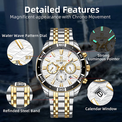 Mens Watch Waterproof Sport Wristwatch for Men Stainless Steel Business Quartz Watches Clock Gift for Father Birthday The Clothing Company Sydney