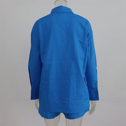 Women's Tracksuits Shirt With Mini Shorts Cotton Two Pieces Sets Fashion Clothing Outfits Blouse Set The Clothing Company Sydney