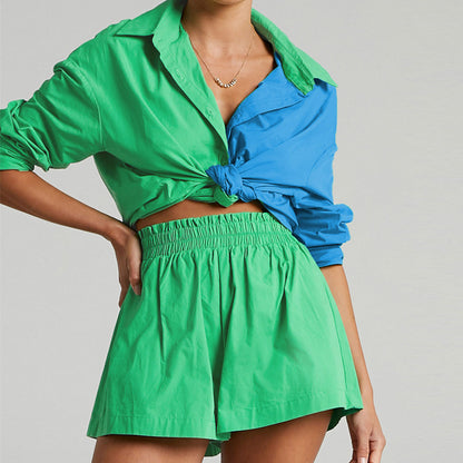 Women's Tracksuits Shirt With Mini Shorts Cotton Two Pieces Sets Fashion Clothing Outfits Blouse Set The Clothing Company Sydney