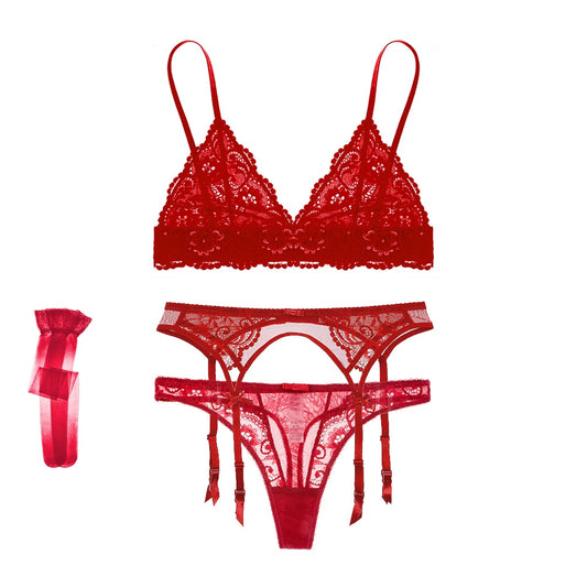 4 Piece Underwear Bra Lingerie Lace Summer Bra +Panty +Garter +Stockings Set The Clothing Company Sydney