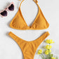 2 Piece Swimwear Tie Ribbed Thong Bikini Set Swimsuit Padded Bandage Beach Summer Backless Bathing Suit The Clothing Company Sydney