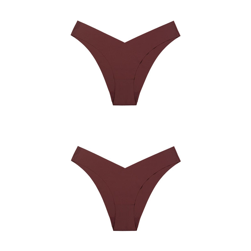 2 Pack Seamless Panties for Women Ice Silk Low Waist Underwear Fitness Sports Lingerie T-back G-string Thong Underwear The Clothing Company Sydney