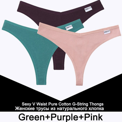 3 Pack Cotton V-Waist G-String Women Panties Comfort Underwear T-Back Thongs Intimates Lingerie Panties Set The Clothing Company Sydney