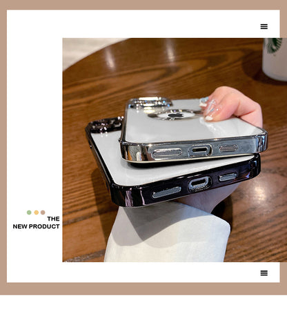 Luxury Square Plating Clear Case For iPhone 13 12 11 Pro Max X XR XS Plus LOGO Hole Hollow Soft Silicone Glass Camera Cover The Clothing Company Sydney