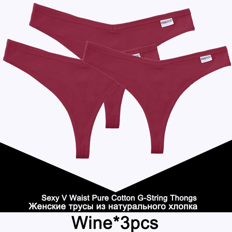 3 Pack Cotton V-Waist G-String Women Panties Comfort Underwear T-Back Thongs Intimates Lingerie Panties Set The Clothing Company Sydney