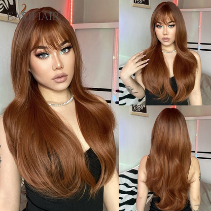 Ombre Gray Ash Wavy Wigs with Bang Light Blonde Platinum Synthetic Long Hair for Women Daily Party Heat Resistant Fiber Wigs The Clothing Company Sydney