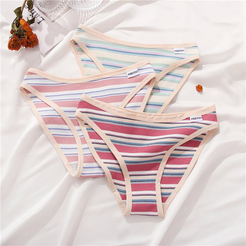 2 Pack Cotton Mix Panties Femme Colorful Striped Lingerie Briefs Underpant Ladies Underwear The Clothing Company Sydney