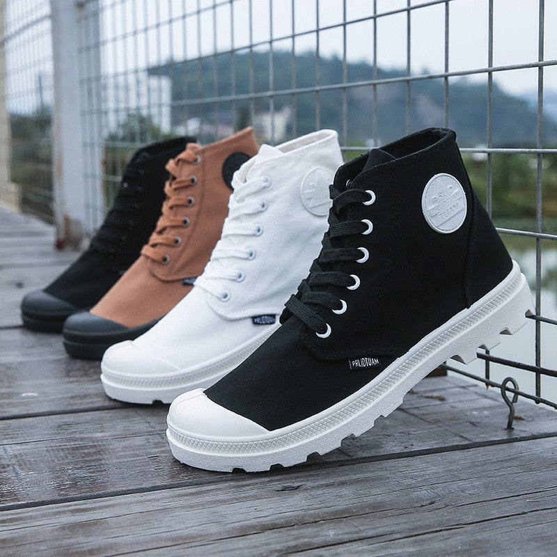 High Top Men Ladies Boots Lace Up Canvas Shoes Ankle Motorcycle Sneakers Military Desert Boots The Clothing Company Sydney