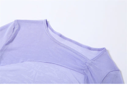 Summer Long Sleeve Crop Top T-shirt Bustier Corset And Mesh Top Two Piece Tee Shirt Sexy Fashion Y2K Top The Clothing Company Sydney