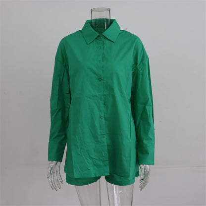 Women's Tracksuits Shirt With Mini Shorts Cotton Two Pieces Sets Fashion Clothing Outfits Blouse Set The Clothing Company Sydney