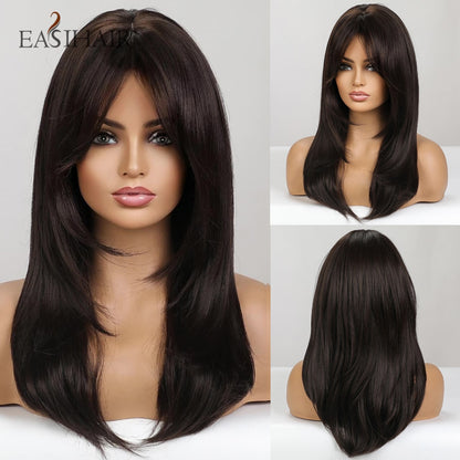 Short Straight Bob Wigs with Bang Golden Brown Natural Synthetic Hair for Women Daily Cosplay Heat Resistant Fiber Wigs The Clothing Company Sydney