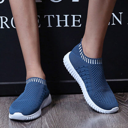 Breathable Mesh Sneakers Summer Slip on Soft Bottom Running Shoes Woman Plus Size Elastic Knit Casual Flats The Clothing Company Sydney