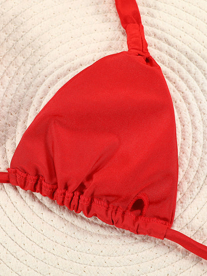 Pleated Bikinis Swimsuit Triangle Bikini Set Swimwear Halter Bathing Suits Bandage Beachwear The Clothing Company Sydney