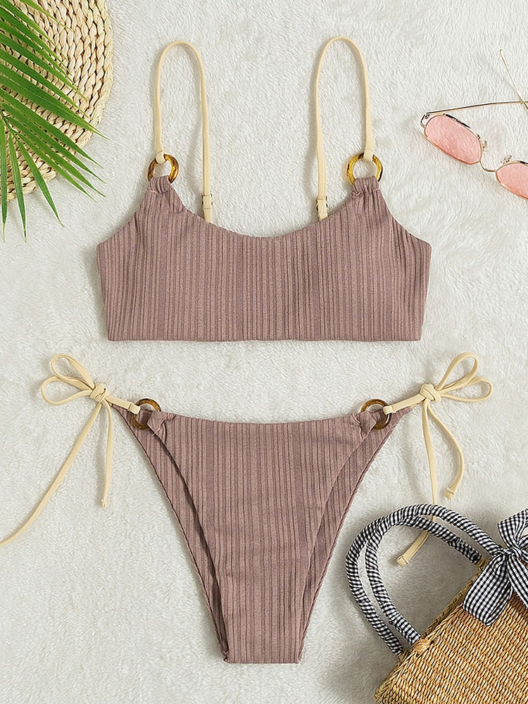 Ribbed Bikini Women Swimsuit Push Up Swimwear Two-piece Bikini Set Brazilian Bathing Suit Beachwear The Clothing Company Sydney