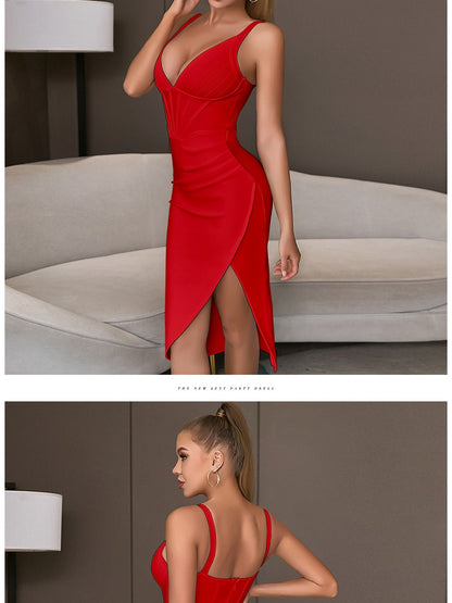Spaghetti Strap Bodycon Bandage Dress Summer V Neck Club Elegant Outwear Celebrity Runway Party Dress The Clothing Company Sydney