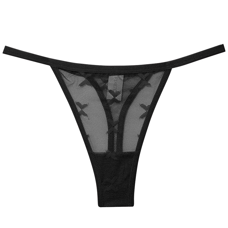 Women's Black Transparent G-String Thongs Underwear | Cotton Nylon Blend