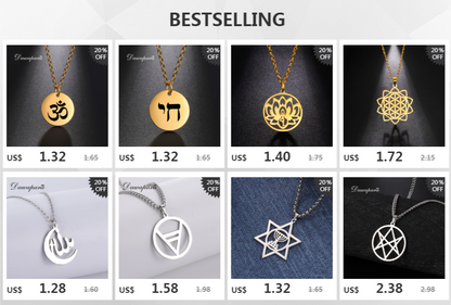 Tamil Om Aum Symbol with Trident Pendant Stainless Steel Necklace Om Shiva Symbol Yoga Vintage Talisman Jewellery The Clothing Company Sydney