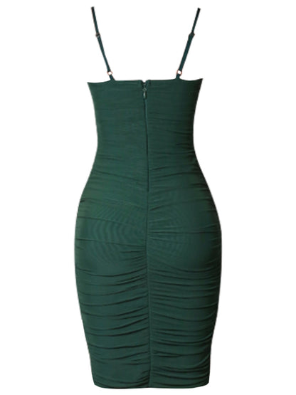 Spaghetti Strap Green Bandage Dress Summer Night Club V Neck Draped Evening Celebrity Party Dresses Outfits The Clothing Company Sydney