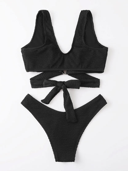 Metal Ring Textured Bikini Swimsuit Swimwear Push Up Bikini Set Bather Bathing Suit Beach Wear Bandage Bikini Set The Clothing Company Sydney