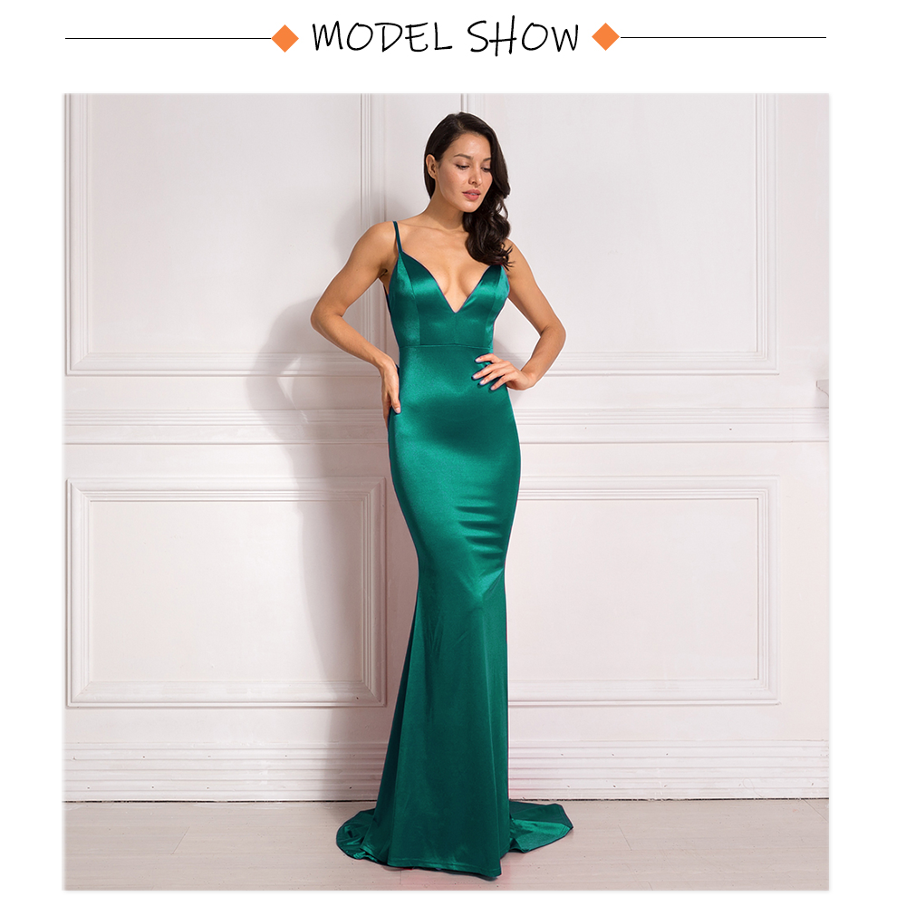 Backless Satin Evening Gown Strappy Deep V Neck Floor Length Prom Padded Stretch Formal Cocktail Wedding Party Dresses The Clothing Company Sydney