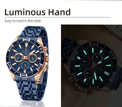 Mens Watch Waterproof Sport Wristwatch for Men Stainless Steel Business Quartz Watches Clock Gift for Father Birthday The Clothing Company Sydney