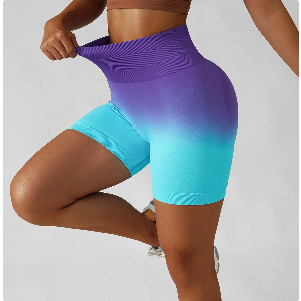 Gradient Seamless Yoga Shorts Gym Running Workout Tight Sports Shorts High Waist Elastic Butt Lifting Fitness Pants Shorts The Clothing Company Sydney