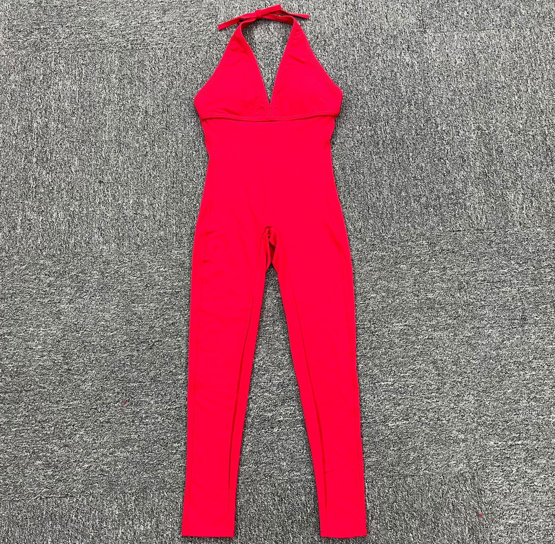Backless Yoga Jumpsuit Lycra Gym Overalls Women's V Neck Workout Clothes for Women Fitness Clothing Sportswear The Clothing Company Sydney