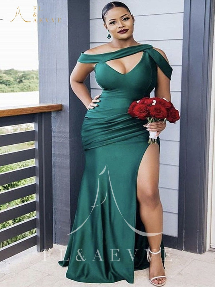 Green Satin Bridesmaid Dresses Elegant Wedding Party Dress Mermaid Side Split Bridesmaids Woman Formal Gowns The Clothing Company Sydney