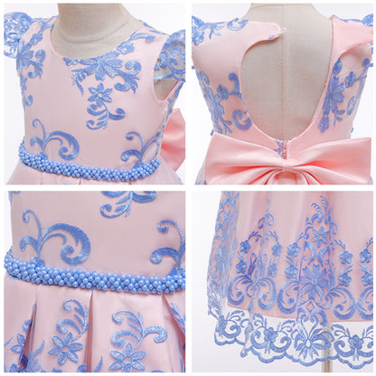 Embroidery Flower Wedding Evening Children Clothing Princess Party Kids Dresses for Girls Birthday Party Lace Flower Ball Gown The Clothing Company Sydney