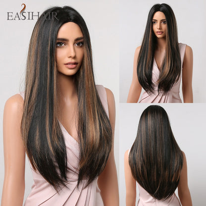 Brown Straight Synthetic Wigs with Bangs Natural Layered Hair Wigs for Women Daily Cosplay Party Heat Resistant Wigs The Clothing Company Sydney