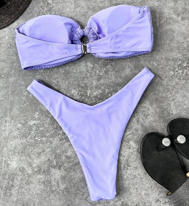 High Cut Swimsuits Bandeau Bikini Set Thong Swimwear Strapless Brazilian Bikini Set Bathing Suit The Clothing Company Sydney