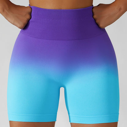 Gradient Seamless Yoga Shorts Gym Running Workout Tight Sports Shorts High Waist Elastic Butt Lifting Fitness Pants Shorts The Clothing Company Sydney
