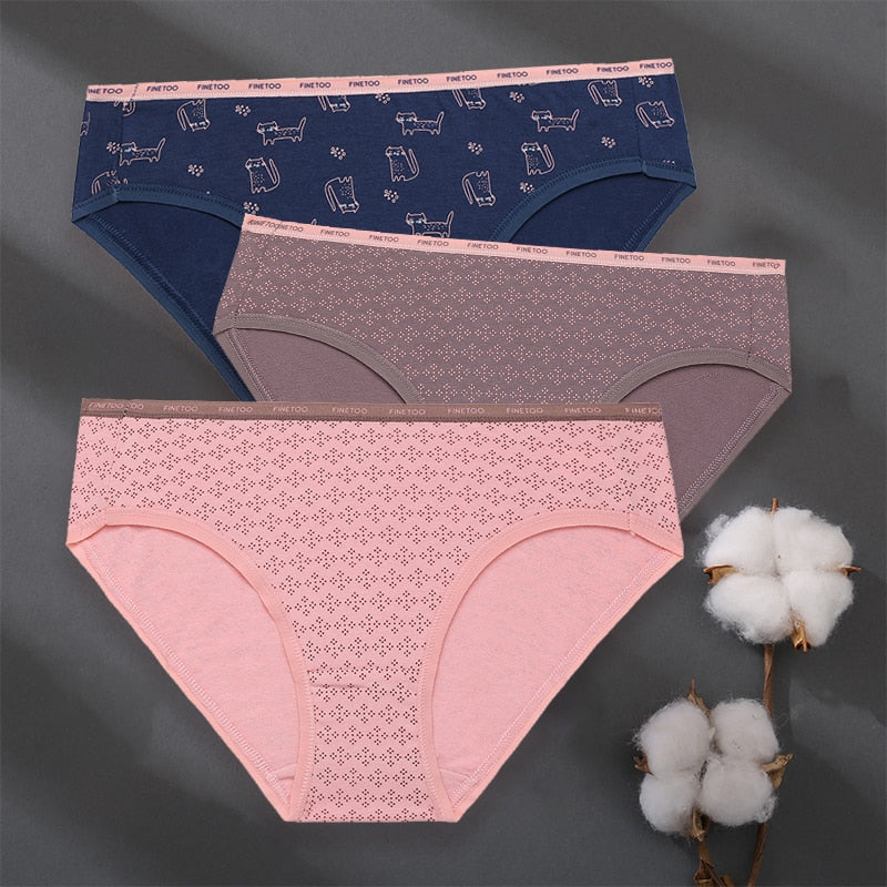 3 pack Set Women Panties Cotton Underwear Patchwork Cute Design Lingerie Underpants Pantys Sexy Briefs Intimates for Girls The Clothing Company Sydney