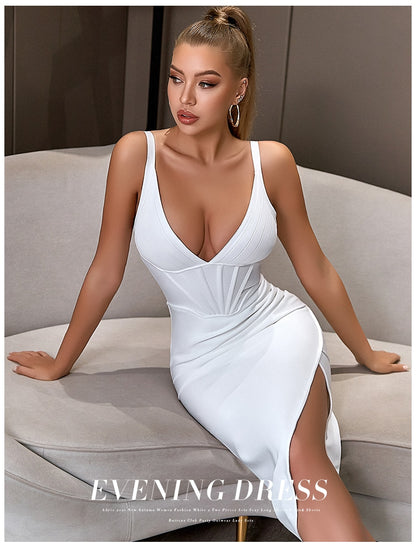 Spaghetti Strap Bodycon Bandage Dress Summer V Neck Club Elegant Outwear Celebrity Runway Party Dress The Clothing Company Sydney