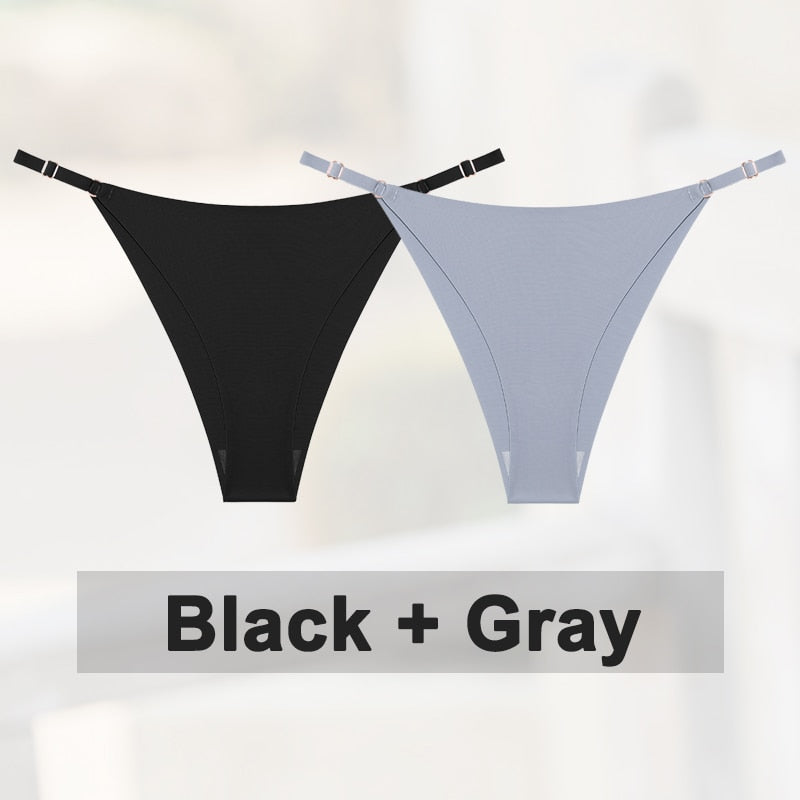 2 pack Seamless Silky G-String Thongs Lingerie Low Rise Panties Adjustable Waistband Straps Hipster Underwear Intimates The Clothing Company Sydney