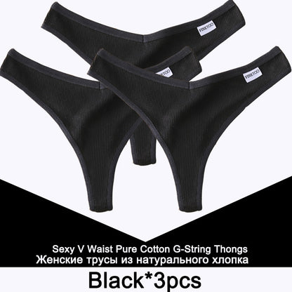 3 Pack Cotton V-Waist G-String Women Panties Comfort Underwear T-Back Thongs Intimates Lingerie Panties Set The Clothing Company Sydney