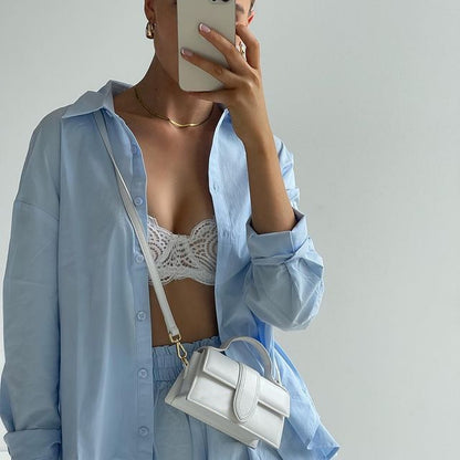 Women's Tracksuits Shirt With Mini Shorts Cotton Two Pieces Sets Fashion Clothing Outfits Blouse Set The Clothing Company Sydney