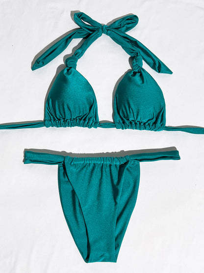 Pleated Bikinis Swimsuit Triangle Bikini Set Swimwear Halter Bathing Suits Bandage Beachwear The Clothing Company Sydney