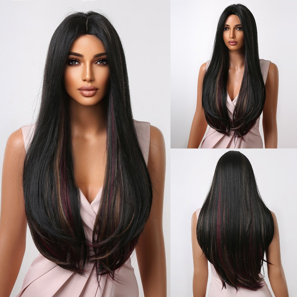 Long Straight Blonde Layered Synthetic Wigs Brown Balayage Ombre Wigs With Bang Cosplay Costume Heat Resistant Wigs The Clothing Company Sydney