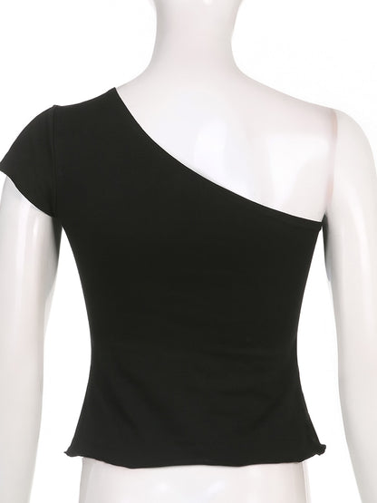 Asymmetrical Dark Academia Rose Printed Summer One Shoulder Grunge Gothic Clothes Tank Cropped Vintage Top The Clothing Company Sydney